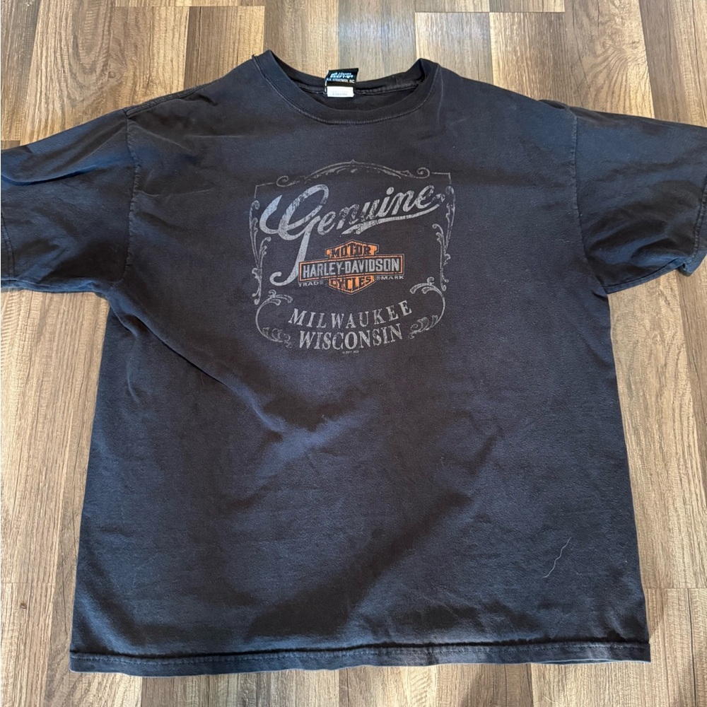 Harley-Davidson Black Short Sleeve Tee with Graphic Design